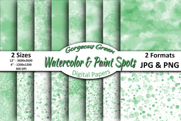 Download Pastel Green Watercolors &amp; Paint Spots - Green Collection