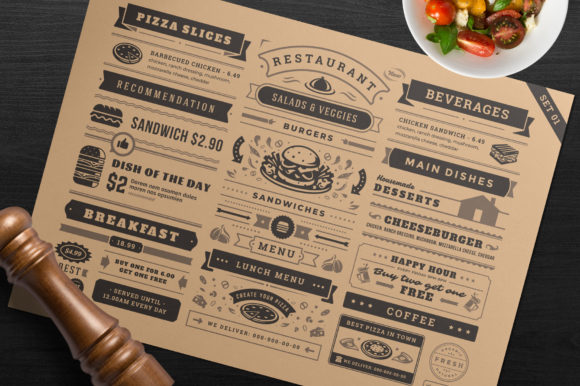 Download Restaurant Menu Typographic Elements - Element Collection