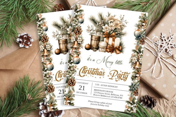 Download Green and Gold Christmas Holiday Invite - Green Collection