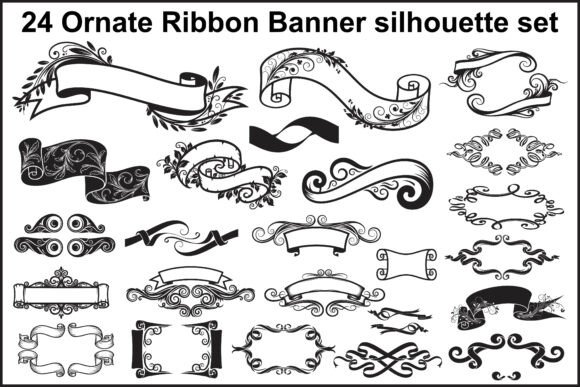 Download 24 Elegant Ornate Ribbon Banner Bundle - Ribbon Collection